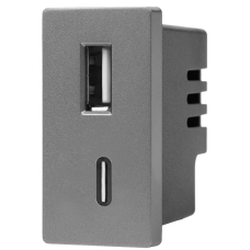 1/2 модул USB A+C, 20W QC3 СИВ