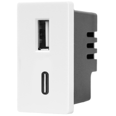 1/2 module USB A+C, 20W QC3 WHITE