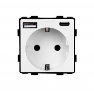 EU Контакт за вграждане модул с 2USB A+C port - БЯЛ