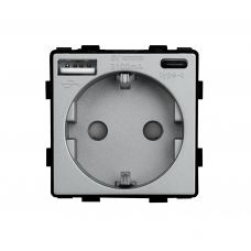 EU Контакт за вграждане модул с 2USB A+C port - СИВ