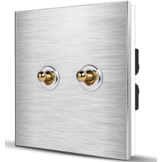 Premium Aluminum Toggle Switch 2-gang 2-way  NATURAL