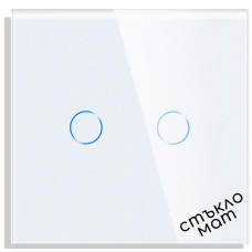 Touch Switch Glass Panel 2-gang, WHITE-МАТ